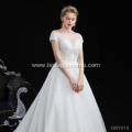 Vintage illusion back style gorgeous beaded bridal gown wedding dress for pregnant women